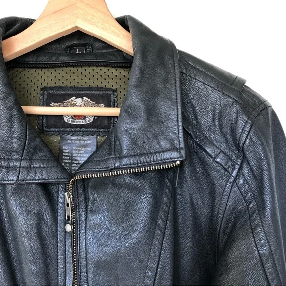 Women’s Harley Davison Gunuine Leather Motorcycle Jacket Size Large Embroidered - Picture 7 of 10